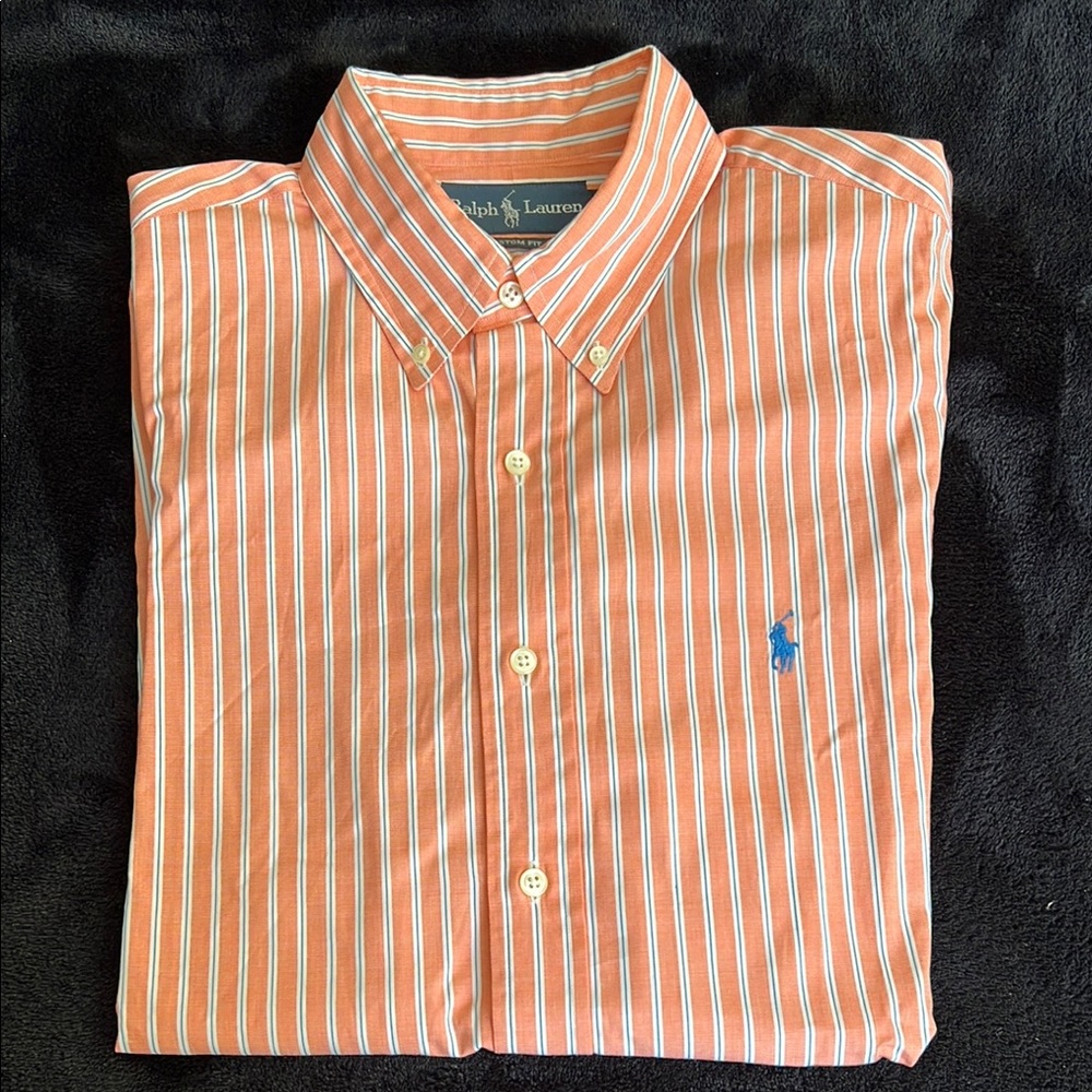 Polo by Ralph Lauren Orange and Blue Casual Button Down Shirt